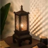 Handcrafted Carved Wood Lantern Lamp