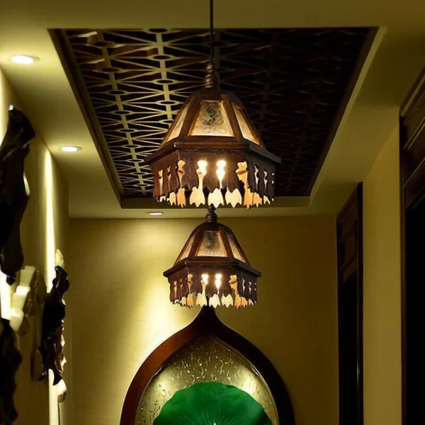 Hand Carved Wooden Wall Lantern