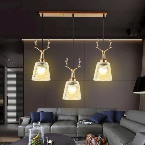 Nordic Golden Deer Head Chandelier