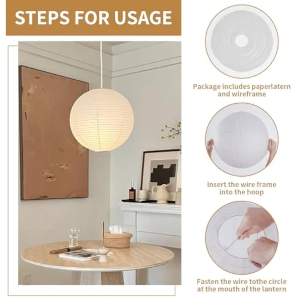 Japanese Style Round Paper Pendant Lamp