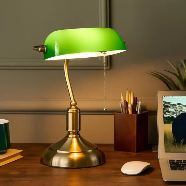 Retro Green Banker Desk Lamp