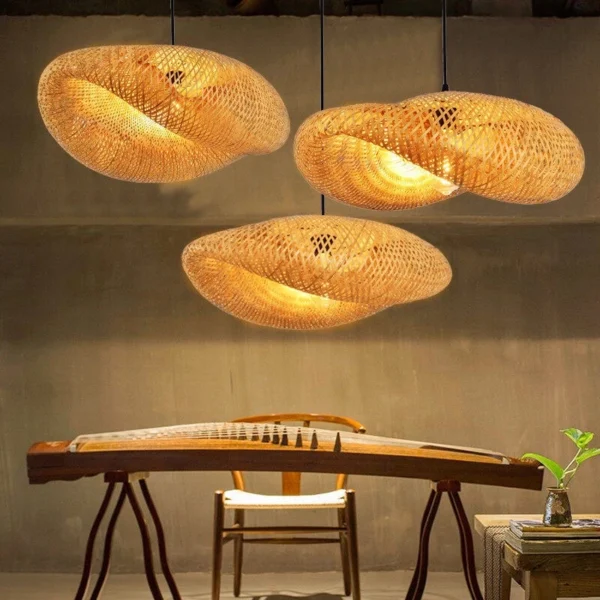 Handwoven Bamboo Conch Pendant Light