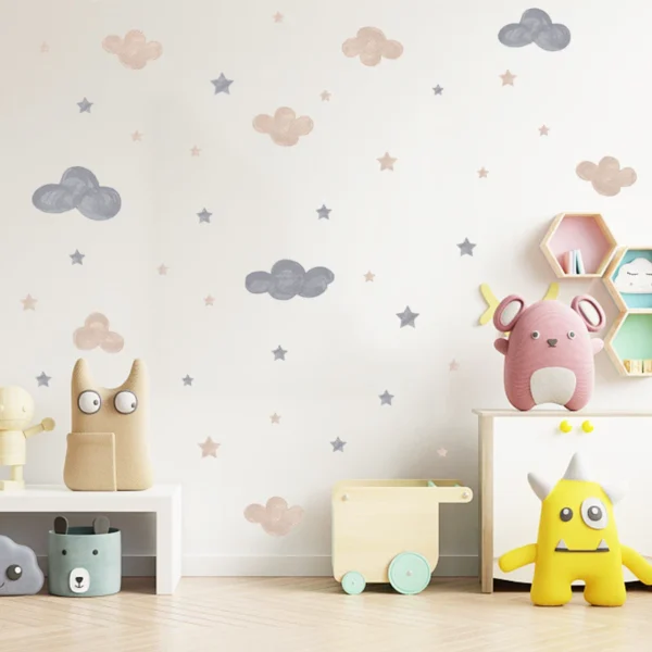 Pink Cloud & Star Wall Sticker