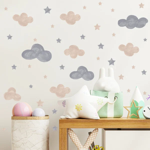 Pink Cloud & Star Wall Sticker