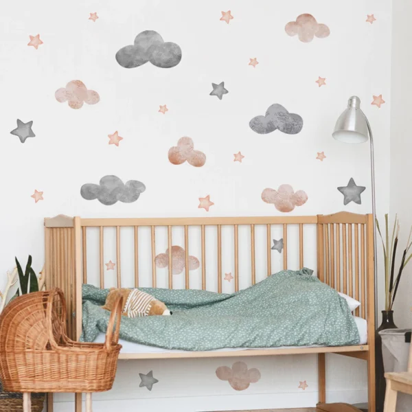 Pink Cloud & Star Wall Sticker