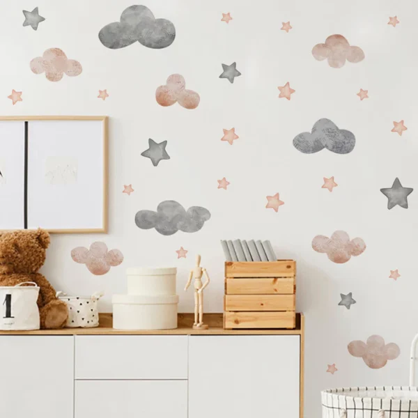 Pink Cloud & Star Wall Sticker