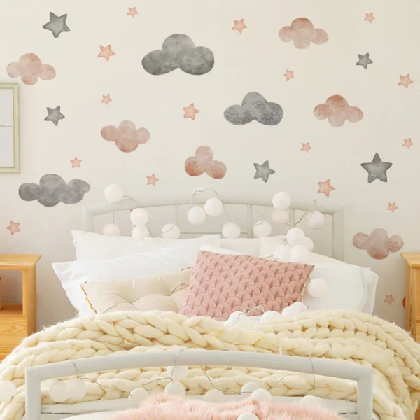 Pink Cloud & Star Wall Sticker