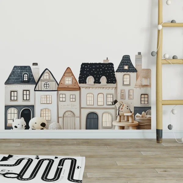 Cartoon Cityscape Wall Sticker