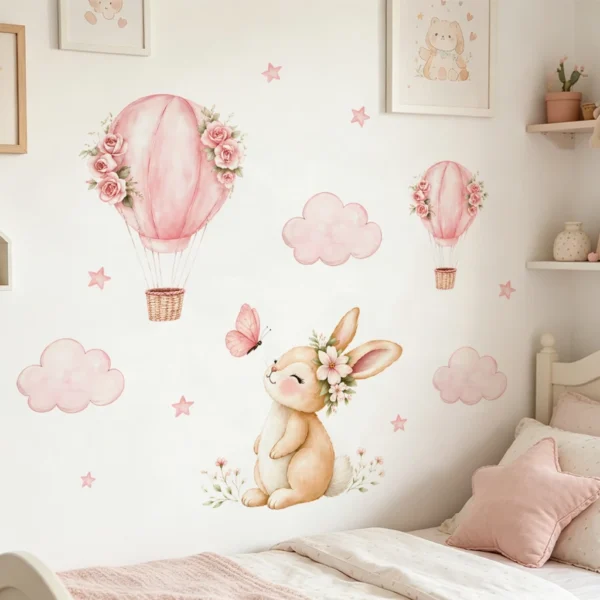 Bunny Balloon Adventure Wall Sticker