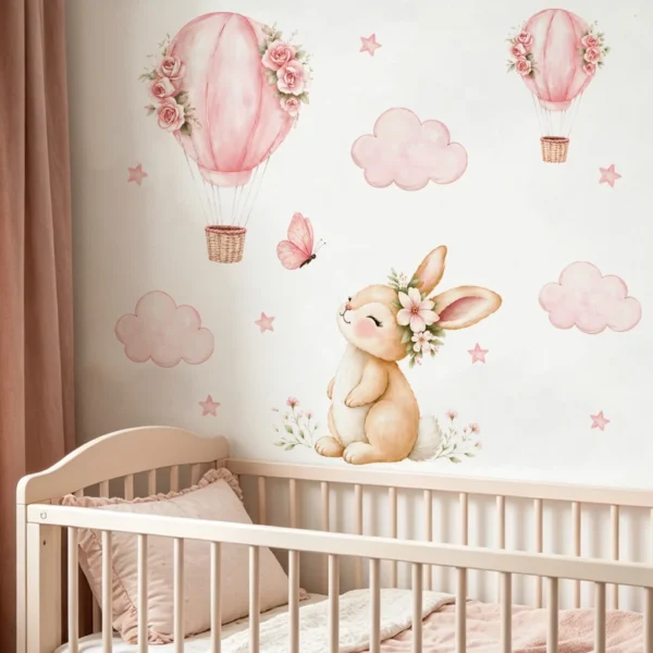 Bunny Balloon Adventure Wall Sticker