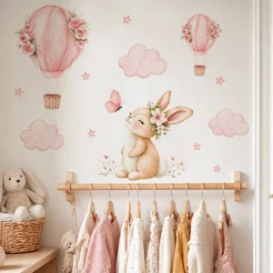Bunny Balloon Adventure Wall Sticker