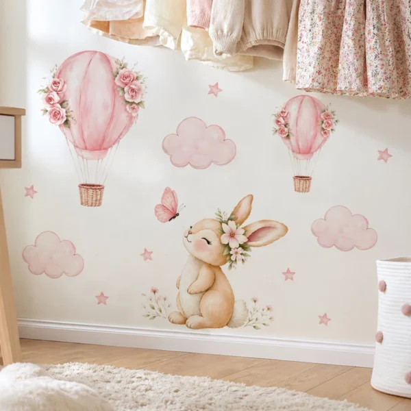 Bunny Balloon Adventure Wall Sticker
