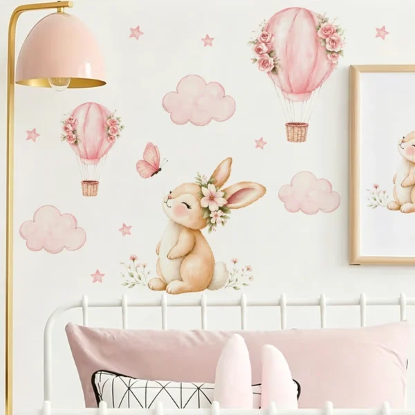 Bunny Balloon Adventure Wall Sticker