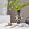 Smoky Grey Sculptural Glass Vase