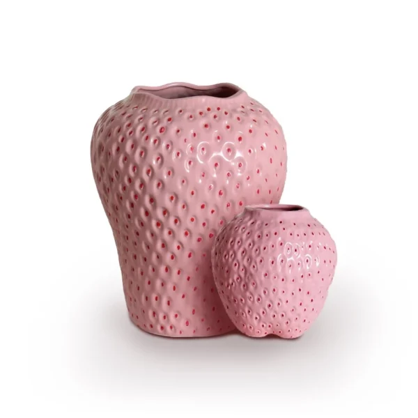 Strawberry Bloom Ceramic Vase