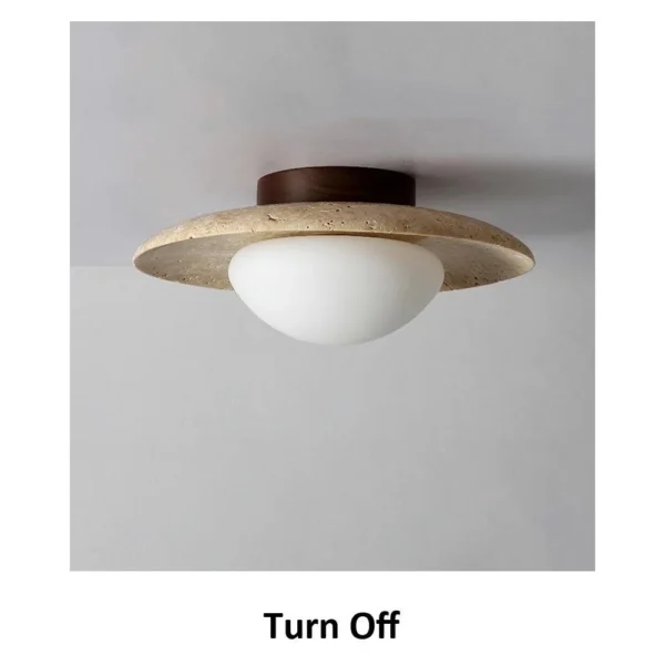 Wabi-Sabi Travertine Disc Ceiling Lamp