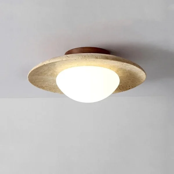 Wabi-Sabi Travertine Disc Ceiling Lamp