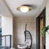 Wabi-Sabi Travertine Disc Ceiling Lamp