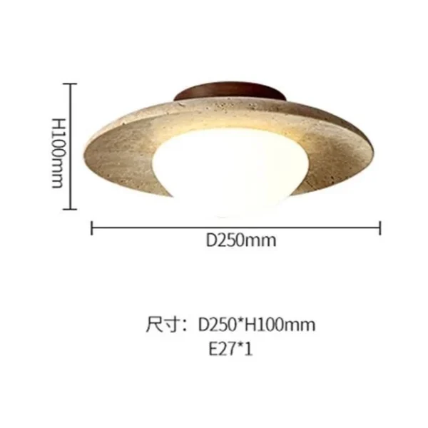 Wabi-Sabi Travertine Disc Ceiling Lamp