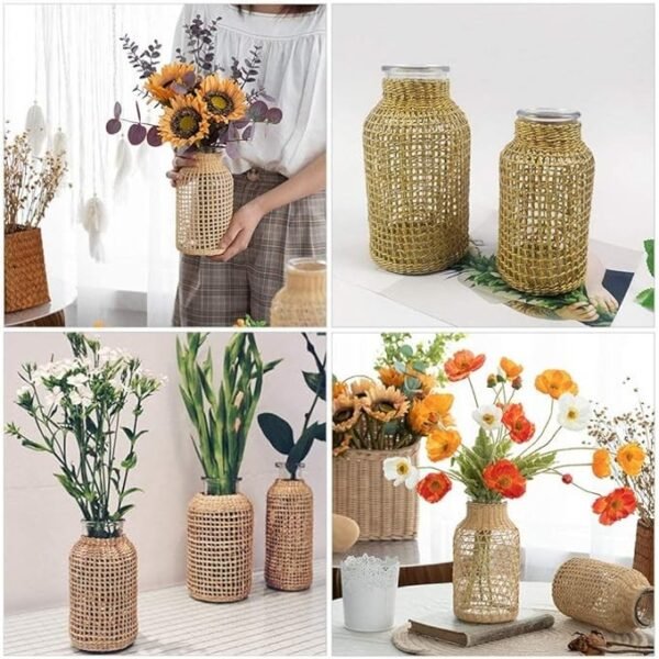 Bohemian Rattan Glass Flower Vase