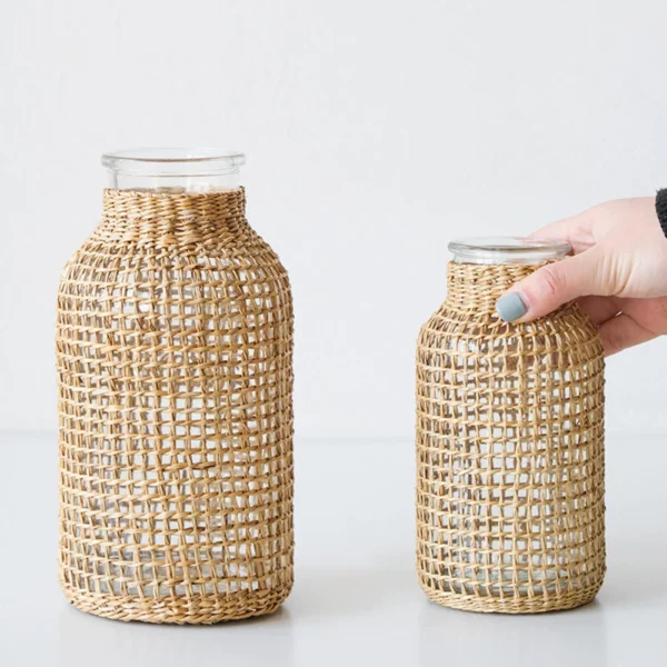 Bohemian Rattan Glass Flower Vase