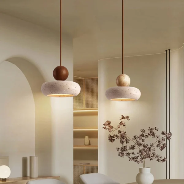 Wabi-Sabi Yellow Cave Stone Pendant Light