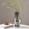 Smoky Grey Sculptural Glass Vase
