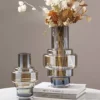 Smoky Grey Sculptural Glass Vase