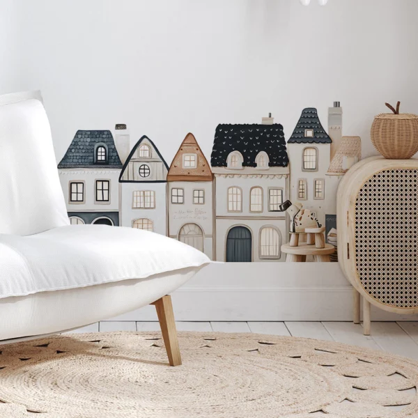 Cartoon Cityscape Wall Sticker