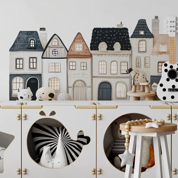 Cartoon Cityscape Wall Sticker
