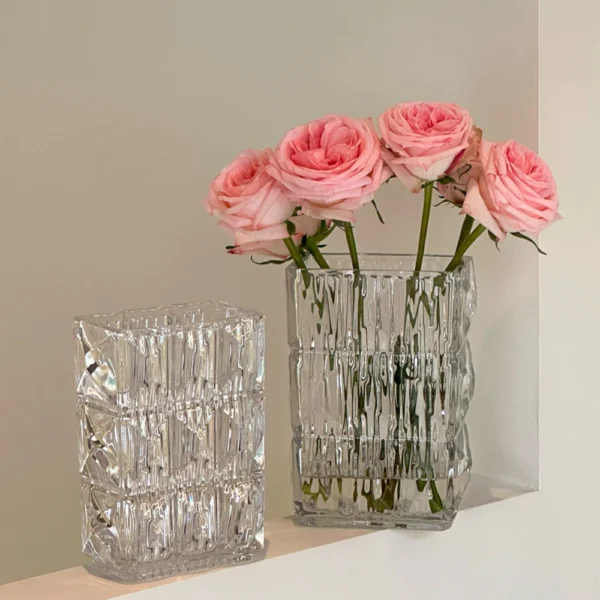 Crystal Ripple Glass Vase